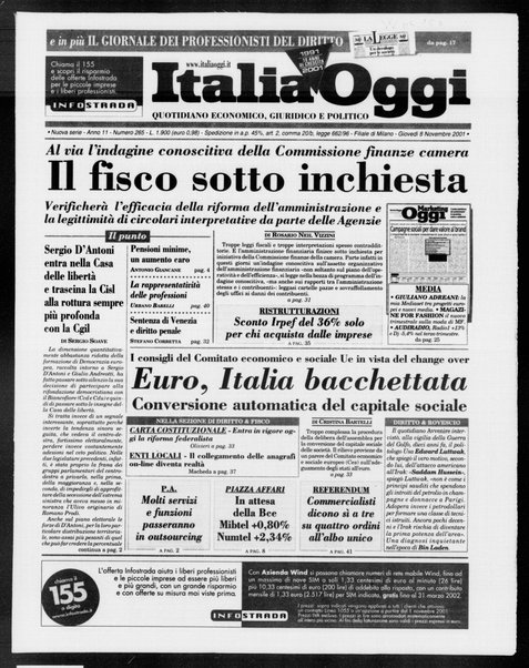 Italia oggi : quotidiano di economia finanza e politica